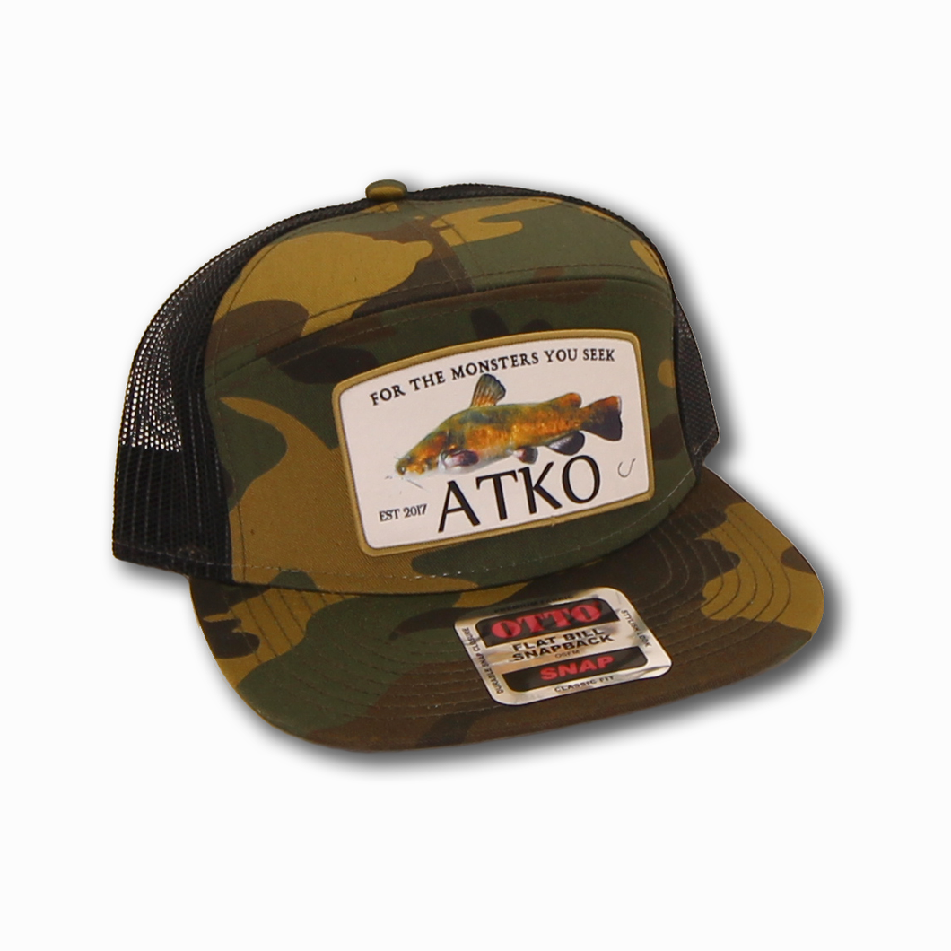 Camo 7 Panel Flat Bill Flathead Hat